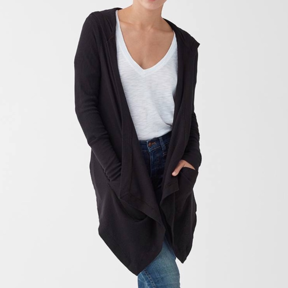 Splendid Draped Waffle Knit Thermal Hoodie